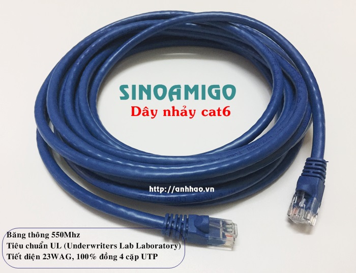 Dây nhảy cat6 4M Sinoamigo SN-20106 lõi đồng chính hãng (xanh)